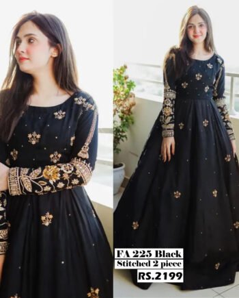STITCHED 2 piece DRESS FA-225 Black