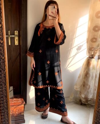 STITCHED 2 piece DRESS FA- 228 Black