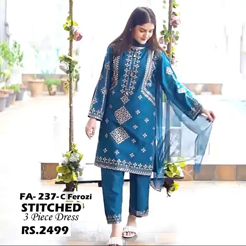 STITCHED 3 piece DRESS FA-237 C ferozi